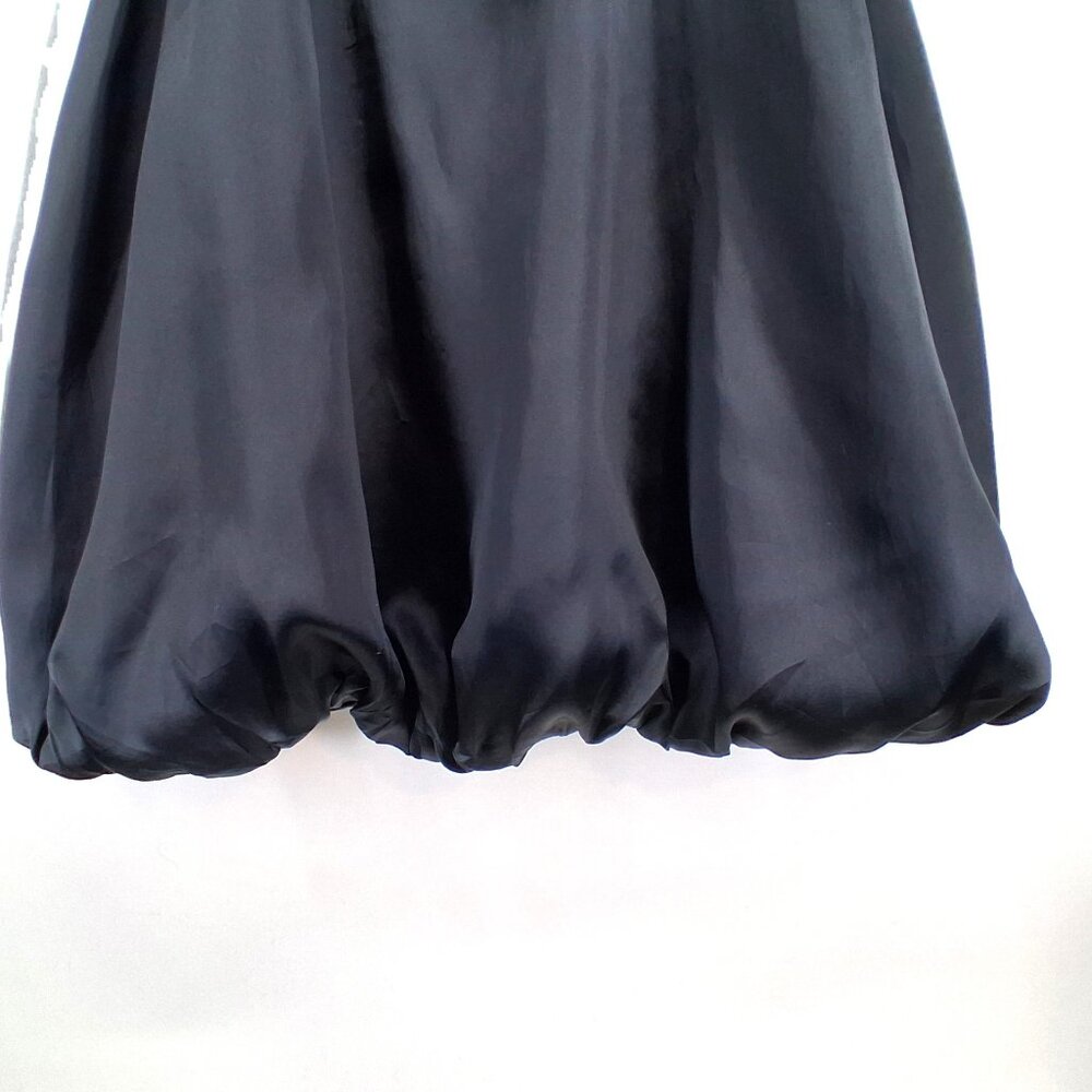 Cament VTG 90s 100% Silk Balloon Midi Skirt A Line Drawstring Black Lined SZ S - Picture 3 of 8